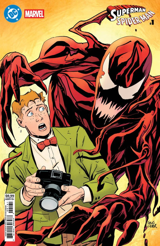 DC COMICS DC MARVEL SUPERMAN SPIDER-MAN #1 (ONE SHOT) CVR F STEVE LIEBER JIMMY OLSEN & CARNAGE CARD STOCK VAR