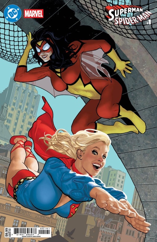 DC COMICS DC MARVEL SUPERMAN SPIDER-MAN #1 (ONE SHOT) CVR I ADAM HUGHES SUPERGIRL 70S & SPIDER-WOMAN 70S CARD STOCK VAR