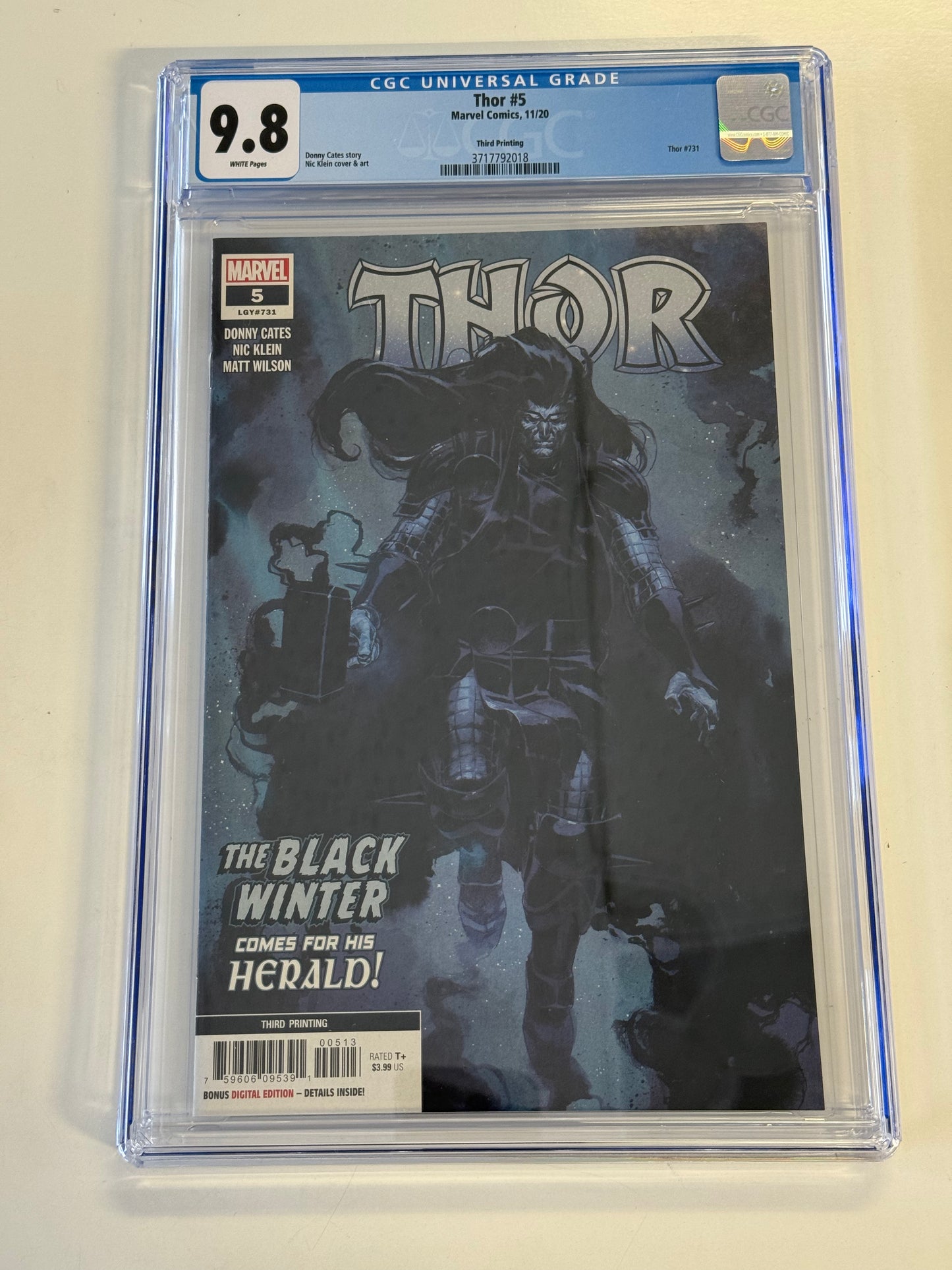 MARVEL COMICS THOR #5 LEGACY 731 CGC 9.8 DONNY CATES THIRD  PRINTING