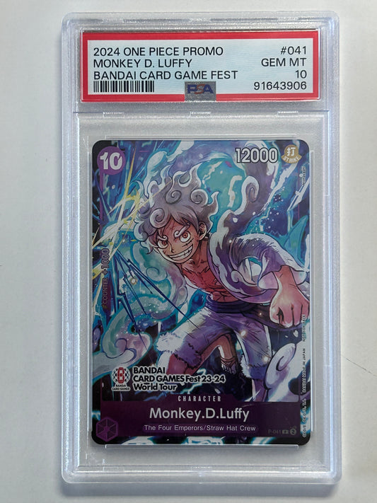 2024 ONE PIECE PROMO MONKEY D. LUFFY BANDAI CARD GAME FEST PSA GEM MINT 10