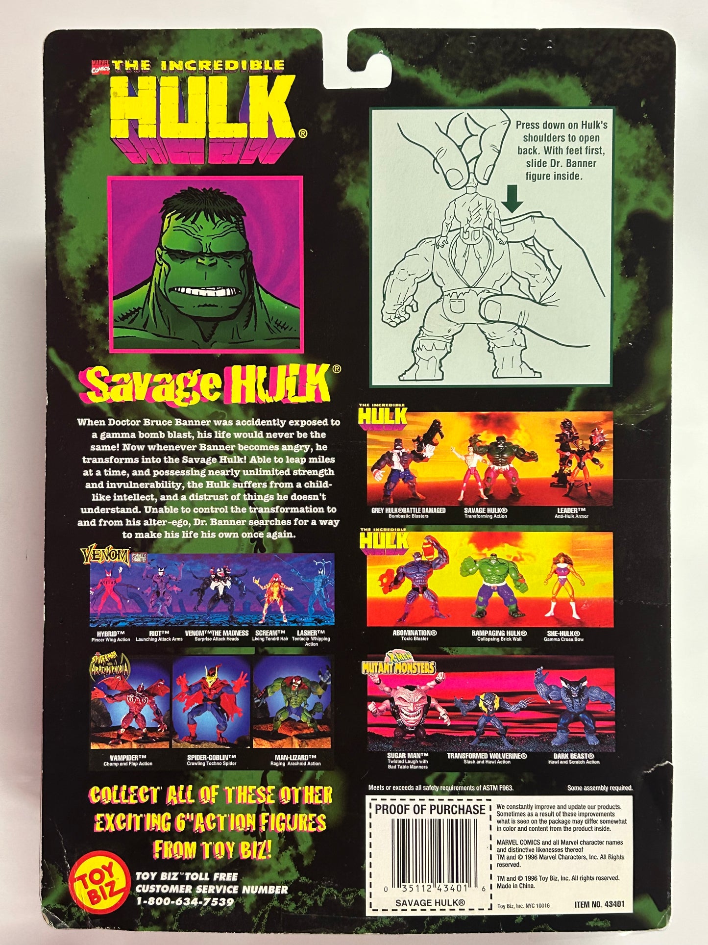 TOYBIZ MARVEL COMICS THE INCREDIBLE HULK FIGURE NEW IN MODERATE PLAY BOX