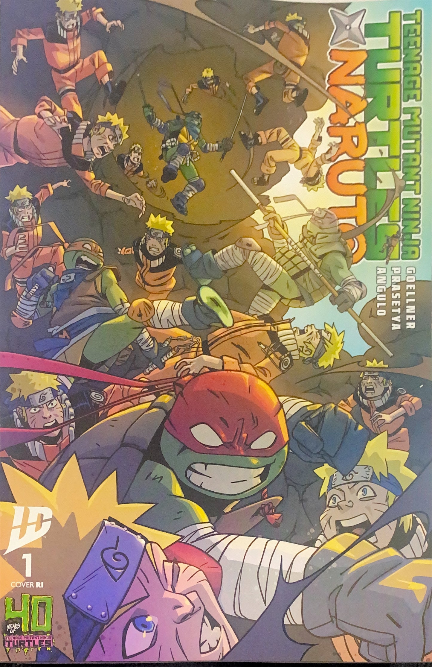 IDW PUBLISHING TEENAGE MUTANT NINJA TURTLES NARUTO #1 40TH ANNIVERSARY COVER