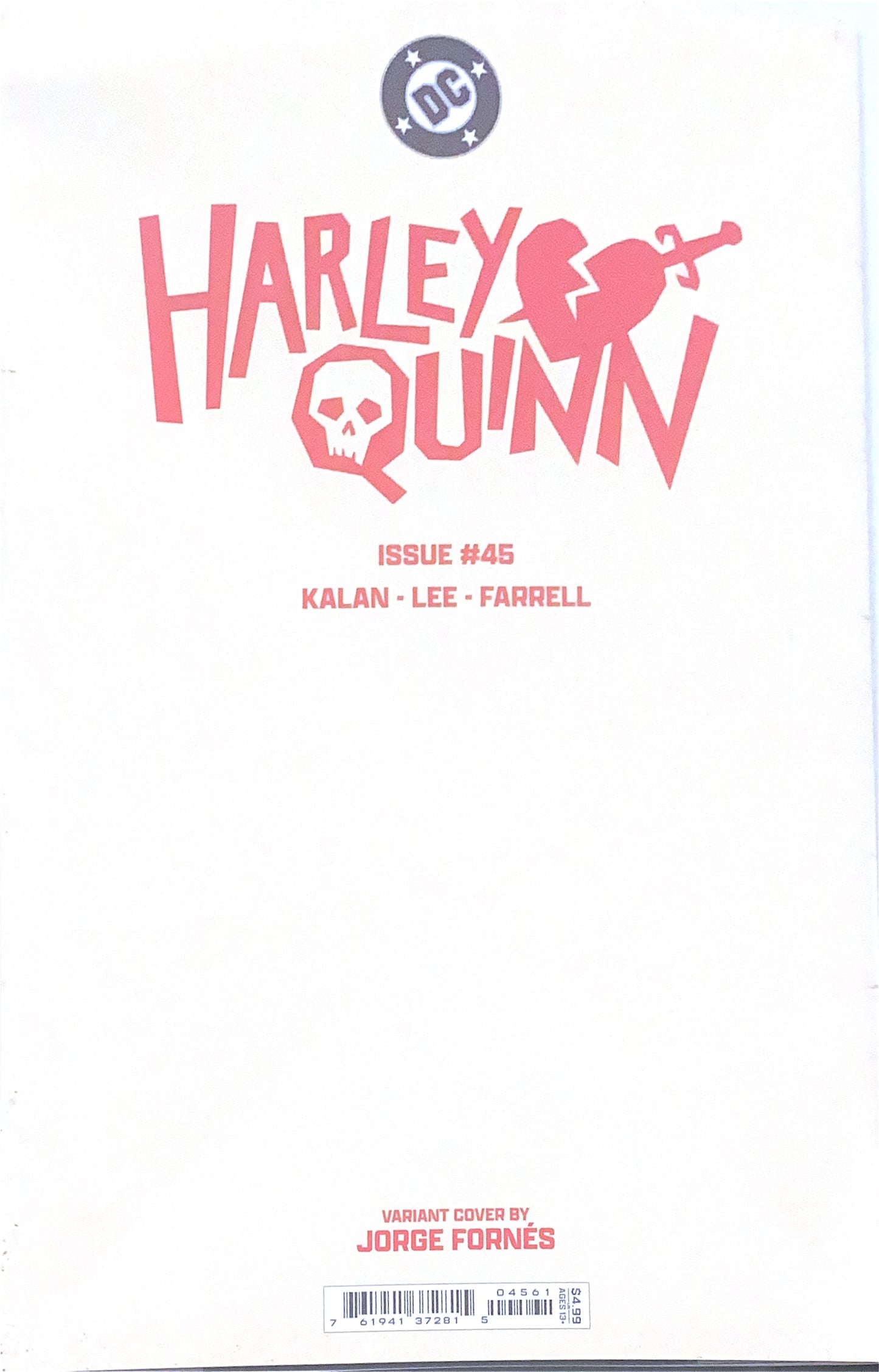 DC COMICS HARLEY QUINN #45 COVER F