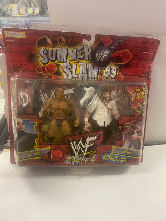 JAKKS PACIFIC  WWF 2 TUFF 4 THE ROCK AND MANKIND (1999)