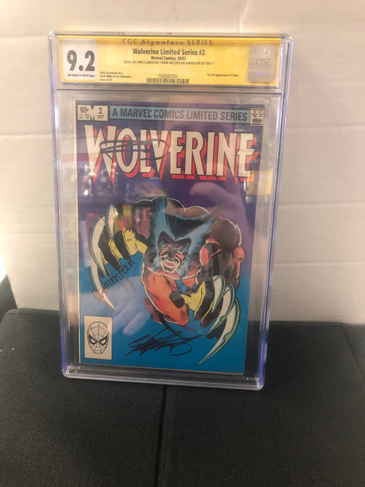 MARVEL COMICS, WOLVERINE LIMITED SERIES #2 (1982), SS CGC 9.2 OW/W, SIGNED 3x BY: FRANK MILLER, CHRIS CLAREMONT & JOE RUBINSTEIN!!