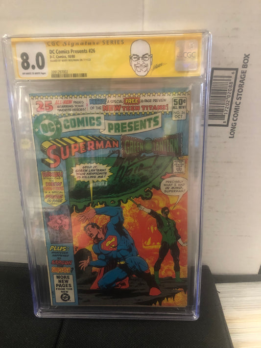 DC COMICS DC COMICS PRESENTS #26 (1980) 1ST APPEARANCE OF NEW TEEN TITANS ( RAVEN, CYBORG AND STARFIRE), SIGNED BY: MARV WOLFMAN, SS CGC 8.0 OW/WP