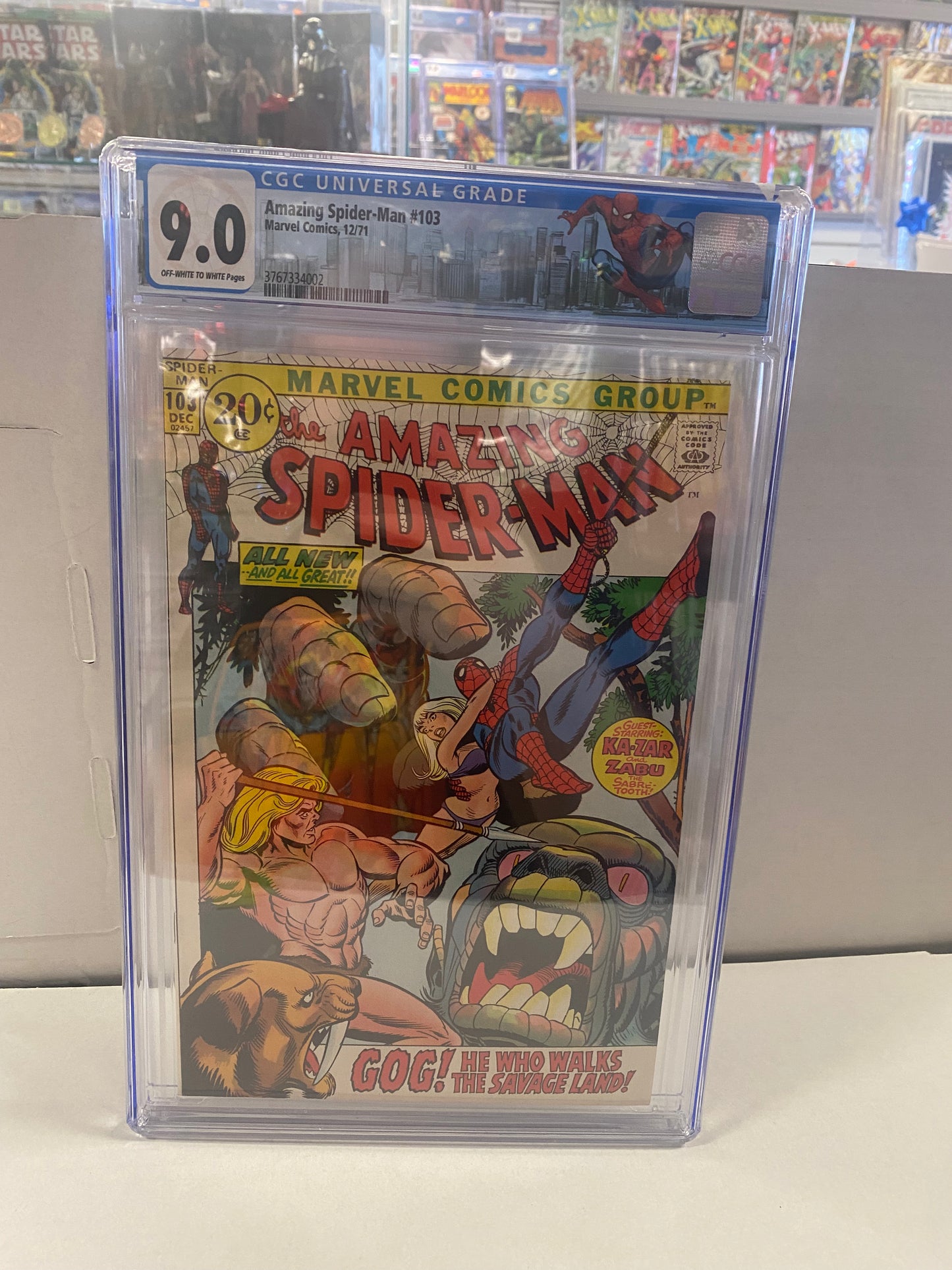 MARVEL COMICS AMAZING SPIDER-MAN #103 (1971) 1ST APPEARANCE OF GOG CHC 9.0 OFF-WHITE/WP