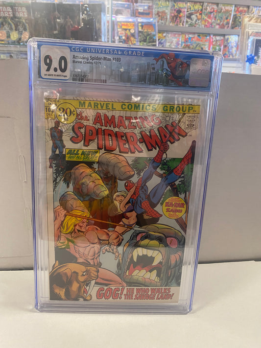 MARVEL COMICS AMAZING SPIDER-MAN #103 (1971) 1ST APPEARANCE OF GOG CHC 9.0 OFF-WHITE/WP