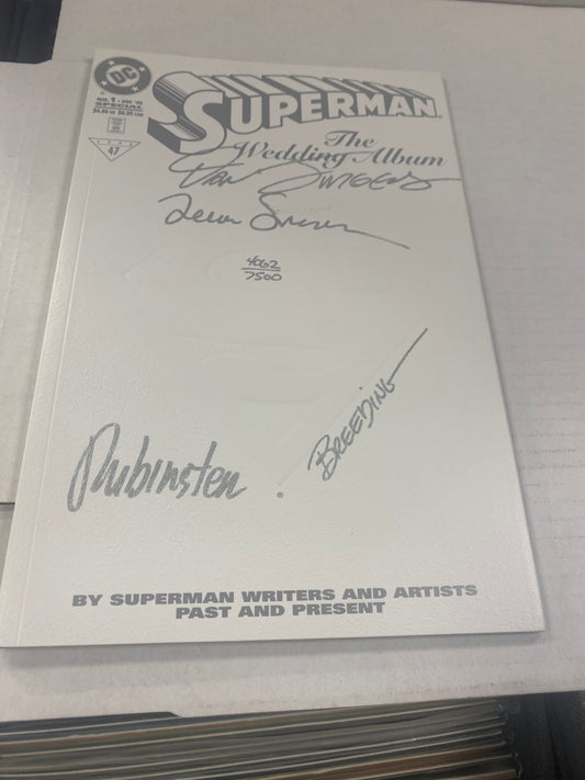 DC COMICS SUPERMAN THE WEDDING ALBUM #1 (1996) SIGNED BY DAN JURGANS, RUBINSTEIN AND BREEDING  WITH COA