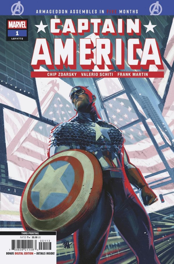MARVEL COMICS CAPTAIN AMERICA #1 BEN HARVEY 3RD PRINTING VARIANT
