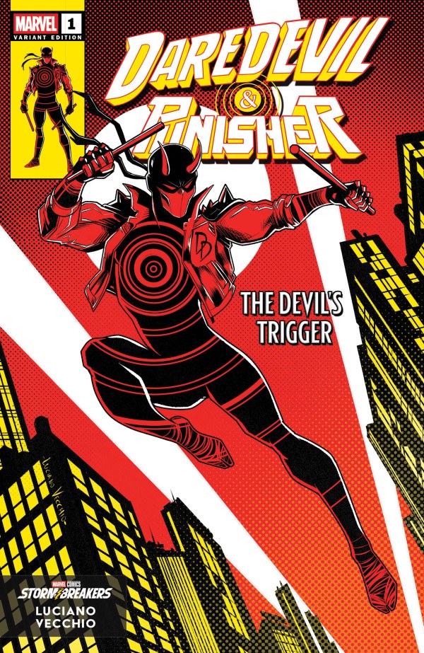 MARVEL COMICS DAREDEVIL/PUNISHER: THE DEVIL'S TRIGGER #1 LUCIANO VECCHIO FROM THE CHAOS A COSTUME VARIANT