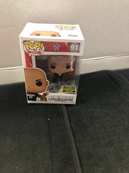 FUNKO POP POP WWE #91 THE ROCK ENTERTAINMENT EARTH EXCLUSIVE GOOD CONDITION