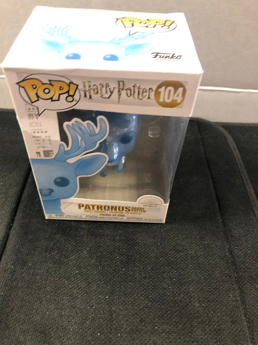 FUNKO POP HARRY POTTER #104 PATRONUS HARRY POTTER POOR CONDITION PLASTIC ON FRONT LOOSE