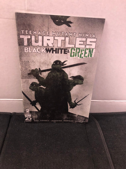 IDW PUBLISHING TEENAGE MUTANT NINJA TURTLES BLACK WHITE AND GREEN 2 VARIANT