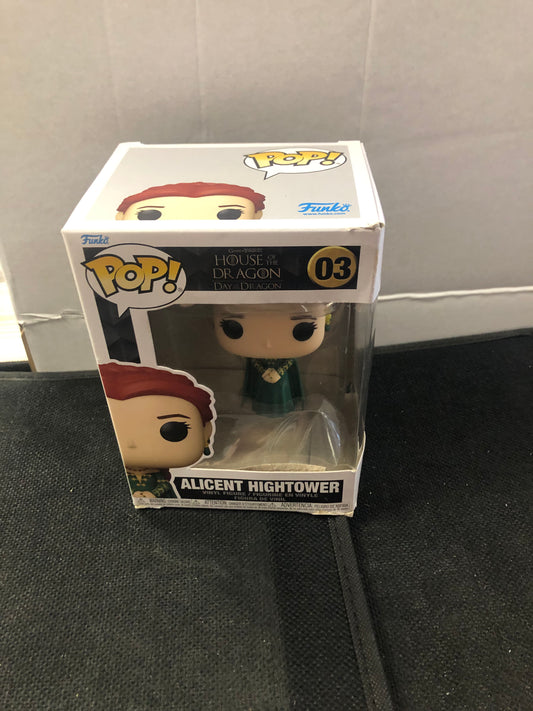 FUNKO POP HOUSE OF DRAGON DAY OF THE DRAGON #03 ALICENT HIGHTOWER POOR CONDITION MULTIPLE TEARS ON BOX