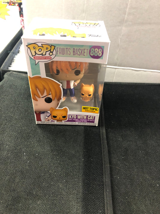 FUNKO POP POP ANIMATION FRUITS BASKET #888 KYO WITH CAT HOT TOPIC EXCLUSIVE GOOD CONDITION