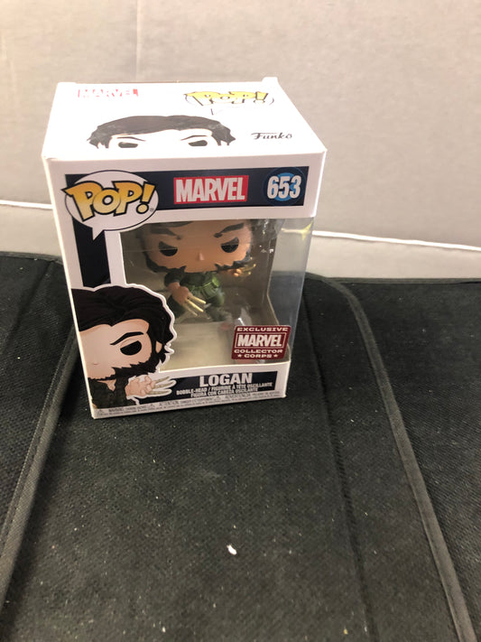 FUNKO POP MARVEL # 653 LOGAN MARVEL COLLECTOR CORPS EXCLUSIVE GOOD CONDITION