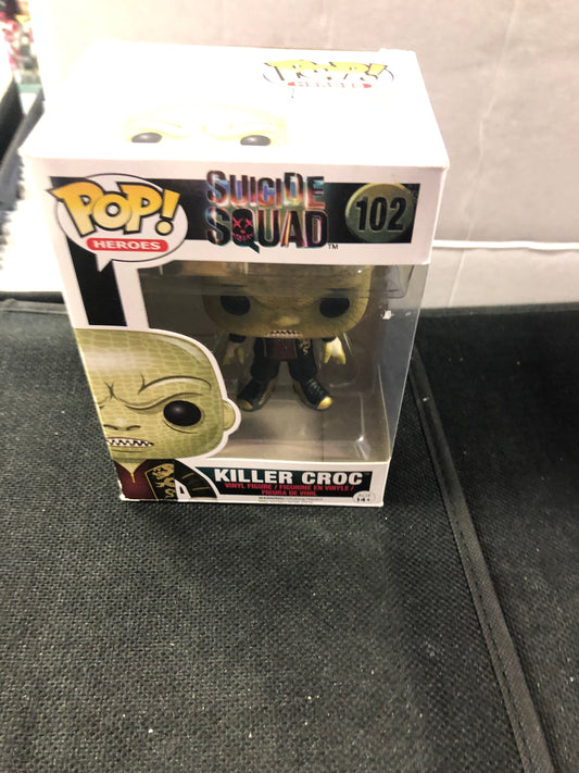 FUNKO POP POP HEROES SUICIDE SQUAD#102 KILLER CROC GOOD CONDITION SLIGHT WEAR ON BOX