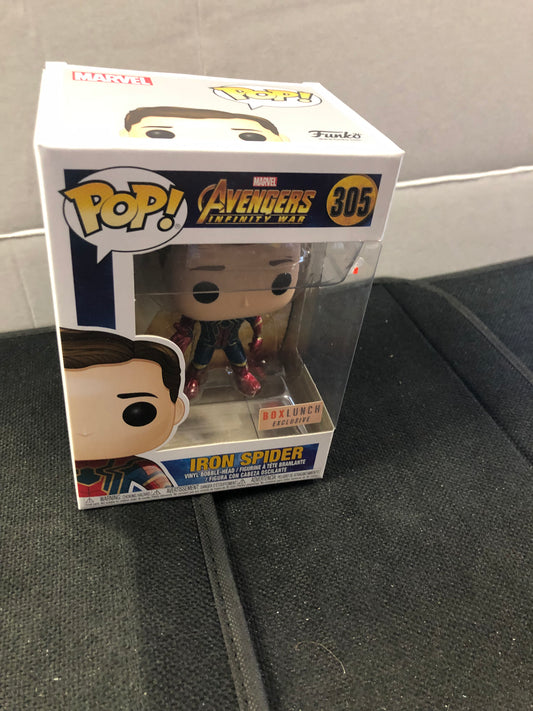 FUNKO POP AVENGERS INFINITY WAR # 305 IRON SPIDER BOX LUNCH EXCLUSIVE GOOD CONDITION