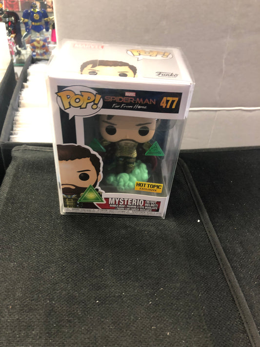 FUNKO POP SPIDER-MAN FAR FROM HOME #477 MYSTERIOUS WITHOUT HELMET HOT TOPIC EXCLUSIVE GOOD CONDITION