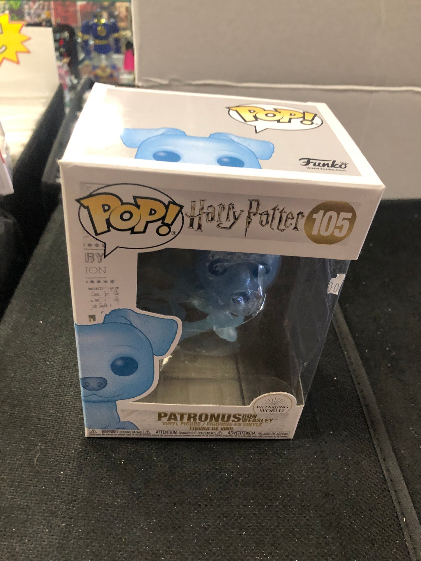 FUNKO POP HARRY POTTER #105 PATRONUS RON WEASLEY POOR CONDITION PLASTIC VERY LOOSE ON FRONT OF BOX