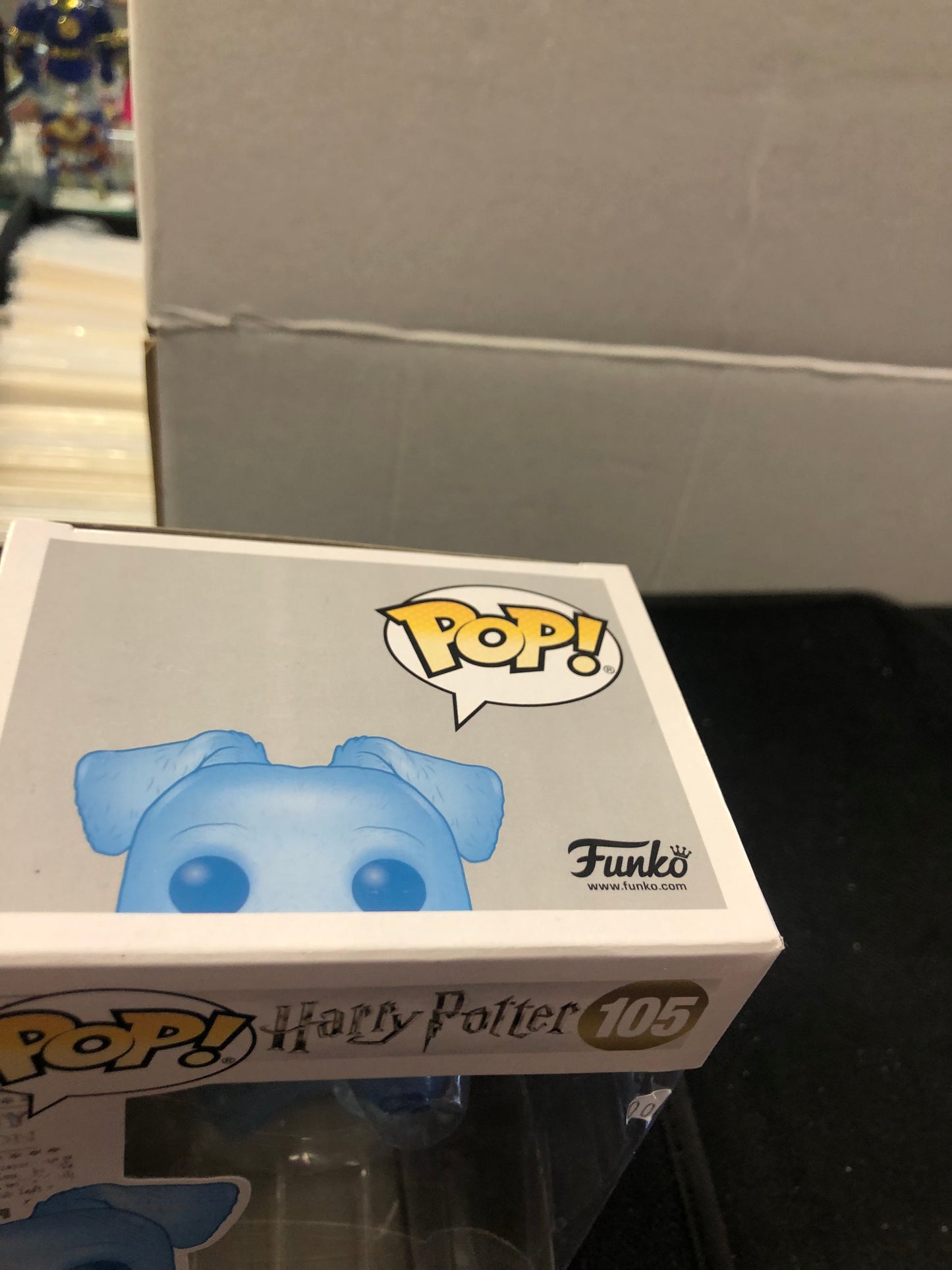 FUNKO POP HARRY POTTER #105 PATRONUS RON WEASLEY POOR CONDITION PLASTIC VERY LOOSE ON FRONT OF BOX