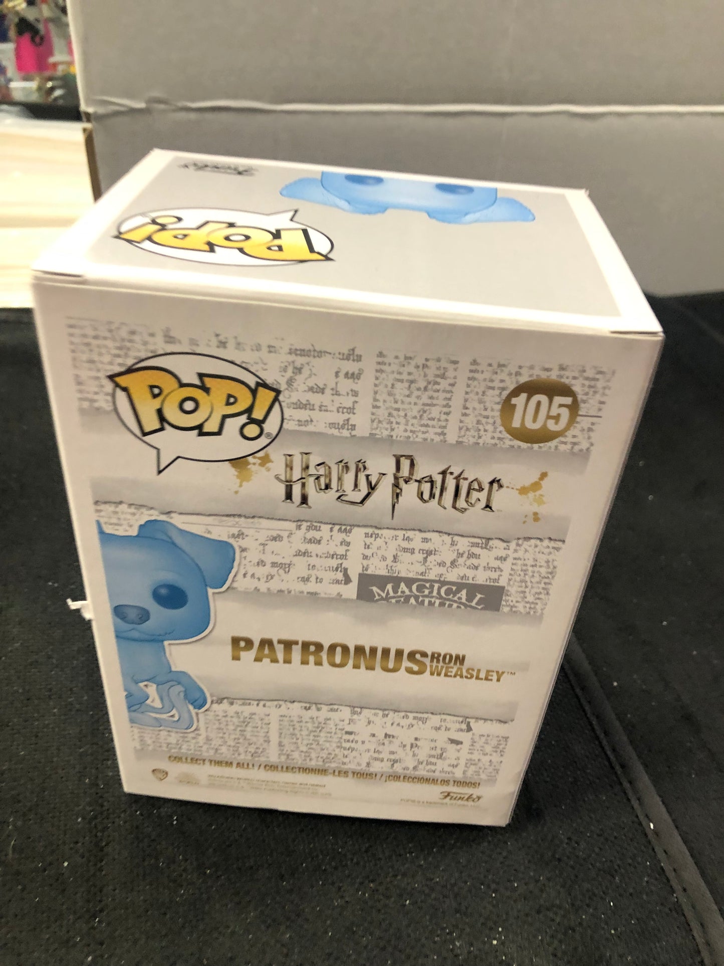 FUNKO POP HARRY POTTER #105 PATRONUS RON WEASLEY POOR CONDITION PLASTIC VERY LOOSE ON FRONT OF BOX