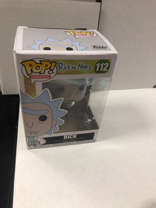 FUNKO POP POP ANIMATION RICK AND MORTY #112 RICK OKAY CONDITION PLASTIC LOOSE ON FRONT OF BOX