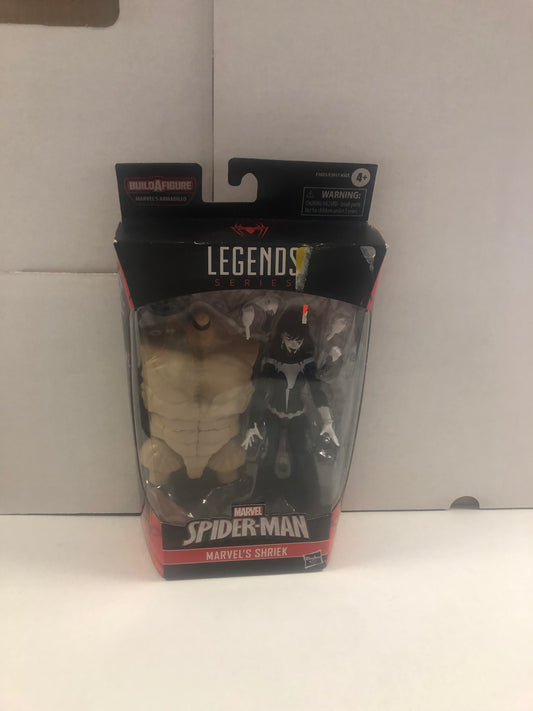 MARVEL LEGENDS SERIES SPIDER-MAN MARVELS SHRIEK ARMADILLO BUILD A FIGURE GOOD CONDITION BEND ON BACK OF BOX