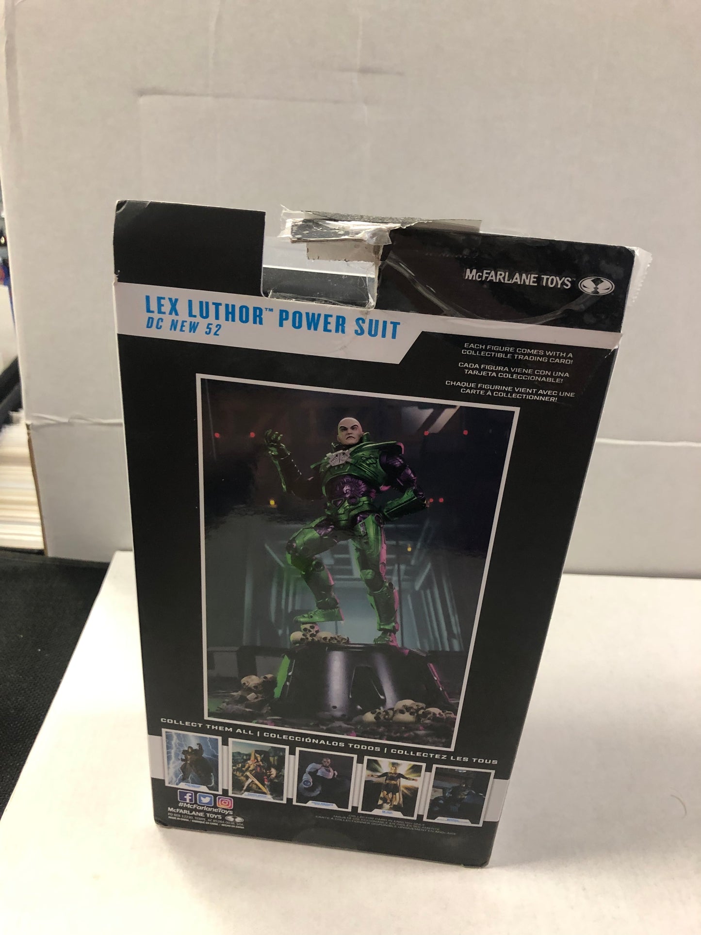 DC MULTIVERSE DC NEW 52 LEX LUTHOR POWER SUIT OKAY CONDITION TOP OF BOX HAS TORN OFF PIECE