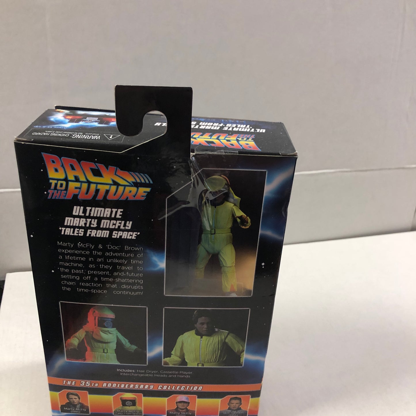 NECA BACK TO THE FUTURE ULTIMATE MARTY MCFLY TALES FROM SPACE OKAY CONDITION TEAR ON BACK OF BOX