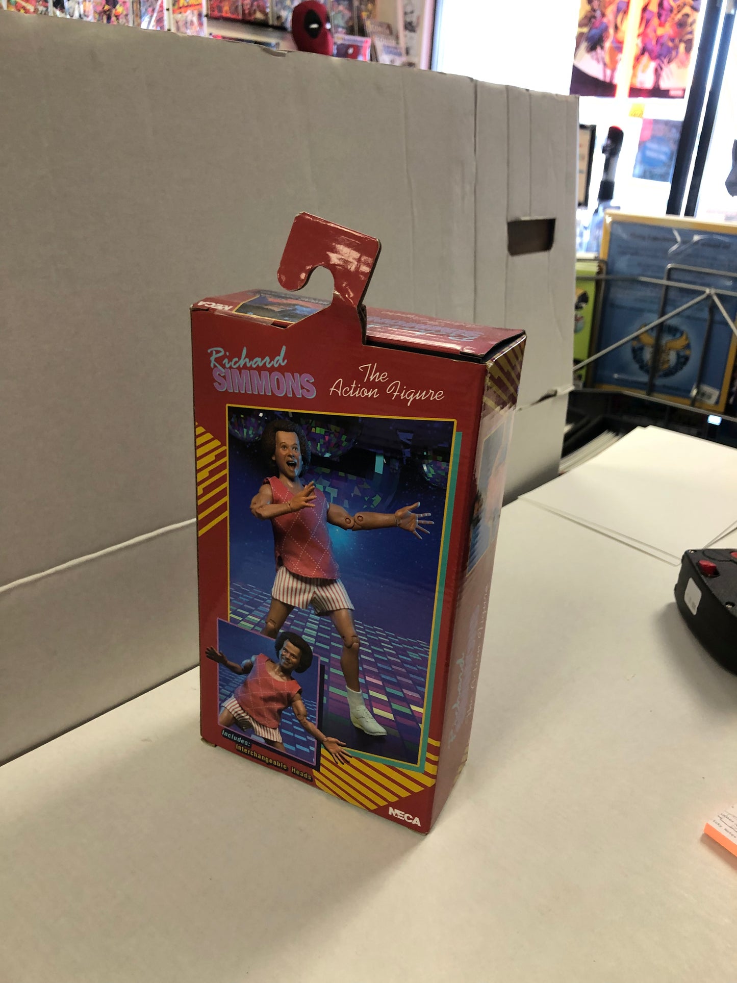 NECA RICHARD SIMMONS THE ACTION FIGURE OKAY CONDITION WEAR ON BACK OF BOX