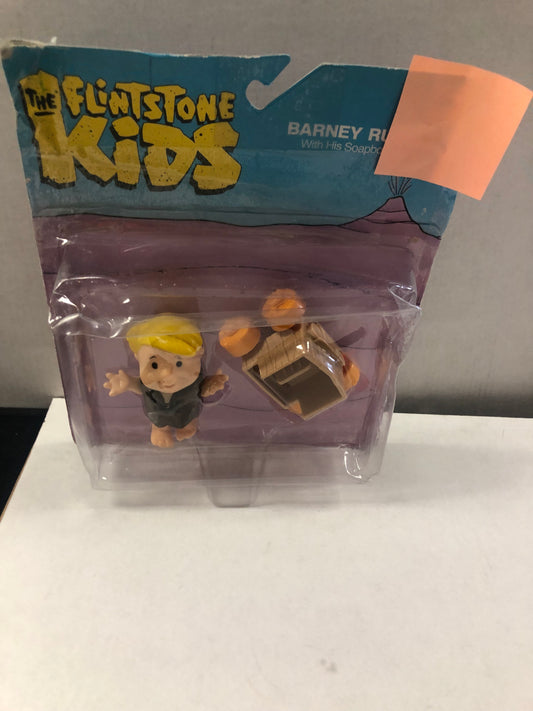 COLECO THE FLINTSTONES KIDS BARNEY RUBBLE WITH HIS SOAPBOX RACER POOR CONDITION BOX TAPED AND MULTIPLE TEARS ON BOX