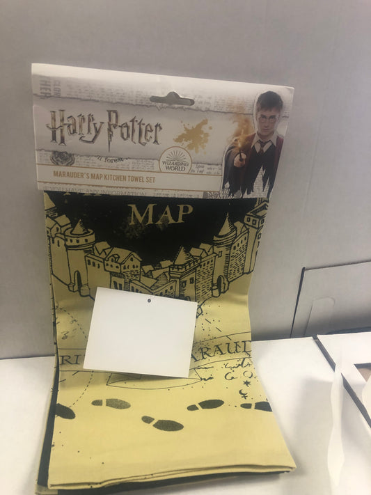 UKONIC HARRY POTTER MARAUDERS MAP SET OF TWO KITCHEN TOWEL SET EXCELLENT CONDITION