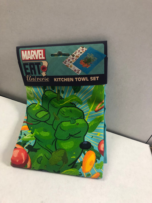 UKONIC MARVEL EAT THE UNIVERSE  HULK KITCHEN TOWEL SET EXCELLENT CONDITION