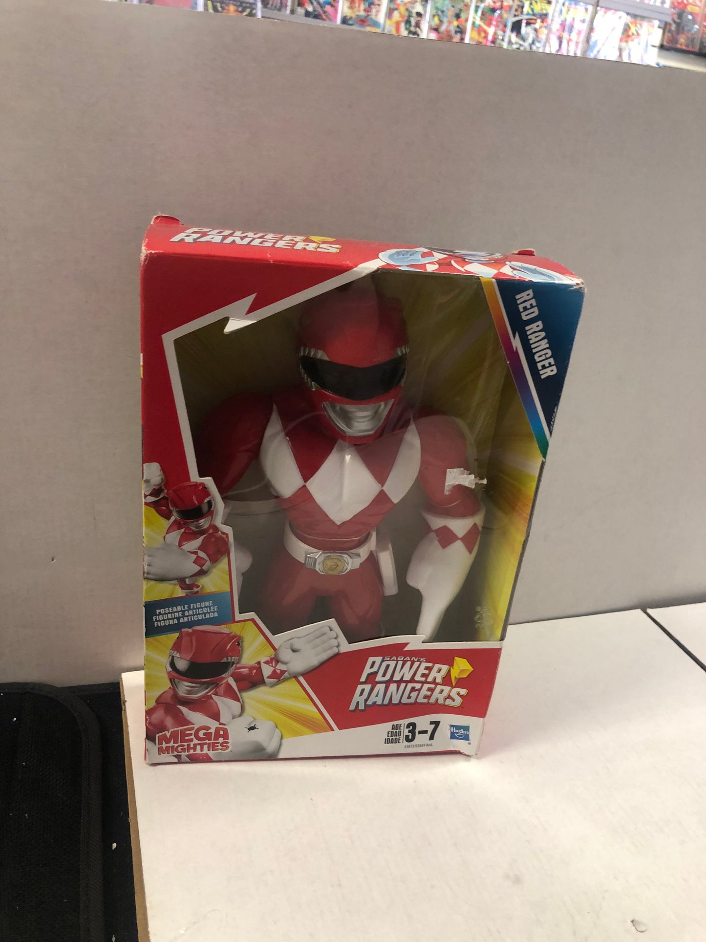 HASBRO MEGA MIGHTIES RED POWER RANGER OKAY CONDITION TAPED ON BOTTOM OF BOX