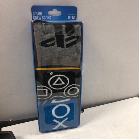 PLAYSTATION CREW SOCK 3 PACK SIZE 8-12