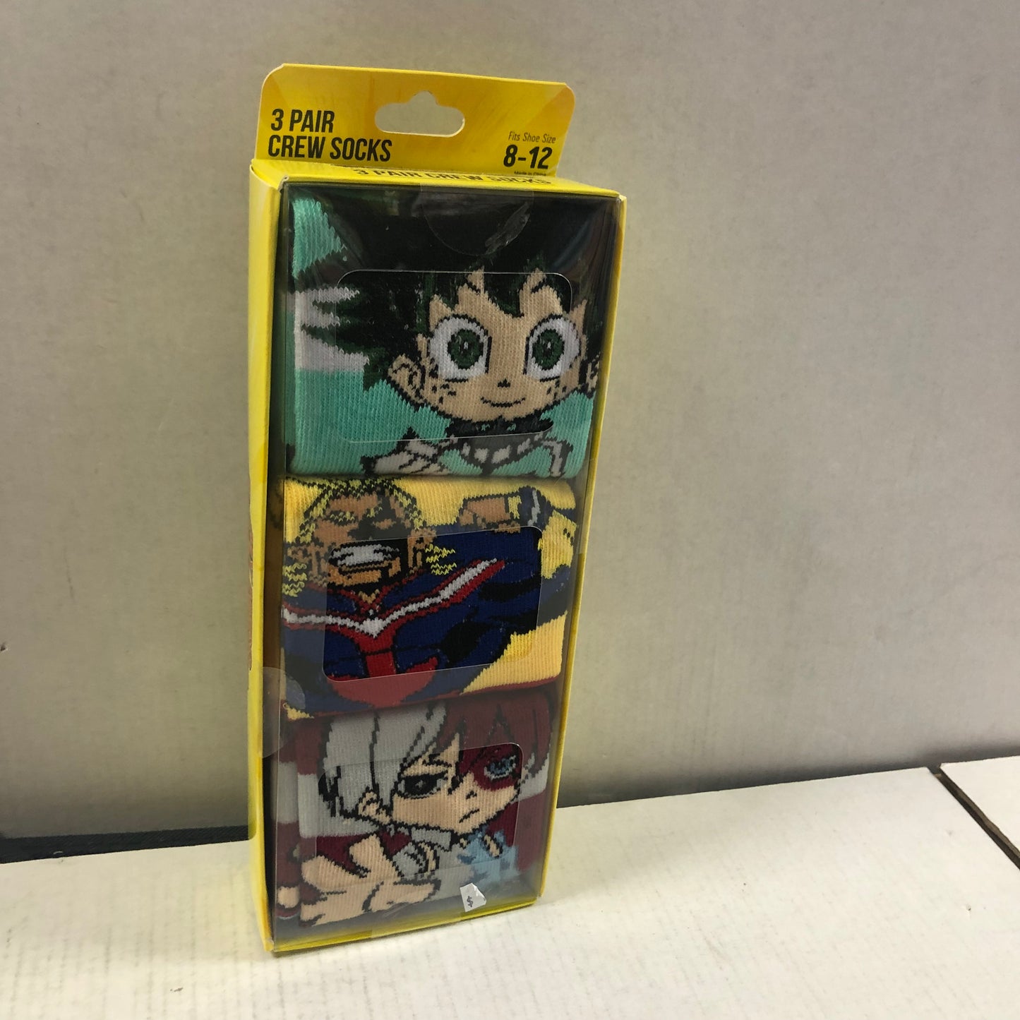 MY HERO ACADEMIA CREW SOCK 3 PACK SIZE 8-12