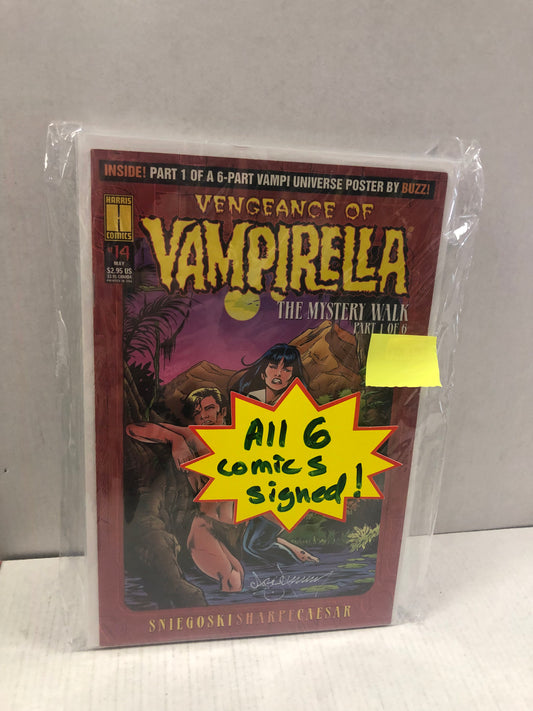 HARRIS COMICS VENGEANCE OF VAMPIRELLA SET OF SIX COMICS ALL SIGNED