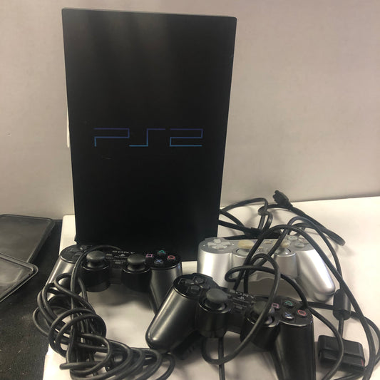 PLAYSTATION 2 CONSOLE COMES WITH 3 CONTROLLERS 3 MEMORY CARDS 7 GAMES POWER CORD MISSING AV CABLE