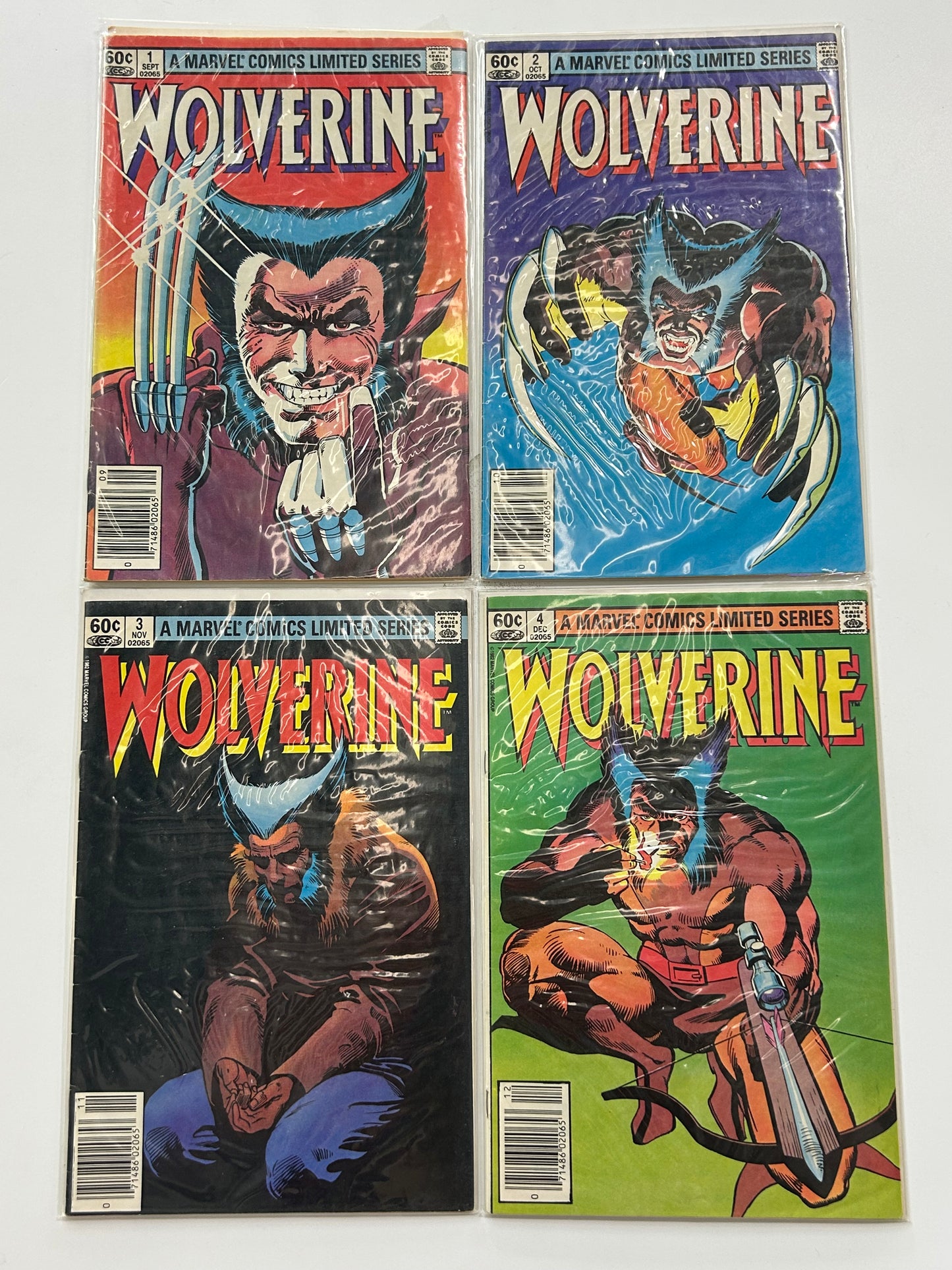 MARVEL COMICS WOLVERINE #1-4 NEWSSTAND LOT FRANK MILLER SOLO RUN MODERATE/FAIR CONDITION