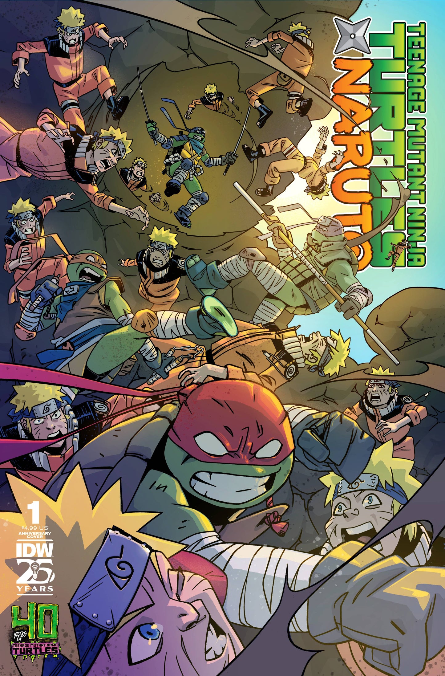 IDW PUBLISHING TEENAGE MUTANT NINJA TURTLES NARUTO #1 40TH ANNIVERSARY COVER