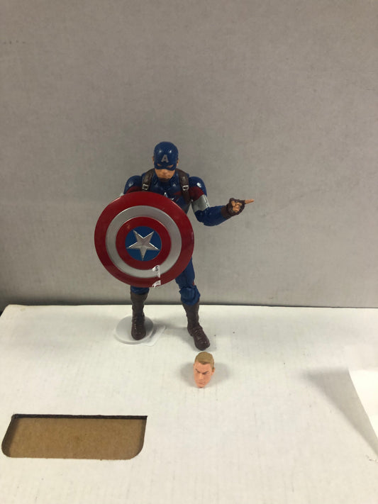 MARVEL LEGENDS CAPTAIN AMERICA WITH SHEILD CHANGEABLE HEAD LOOSE FIGURE